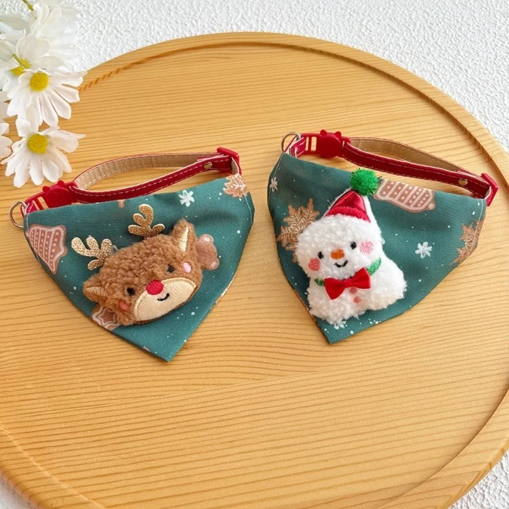 Cute Adjustable Christmas Dog Collar Dirt-resistant Christmas Decor Dog Bandanas Universal Soft Cat Collar Pet Scarf