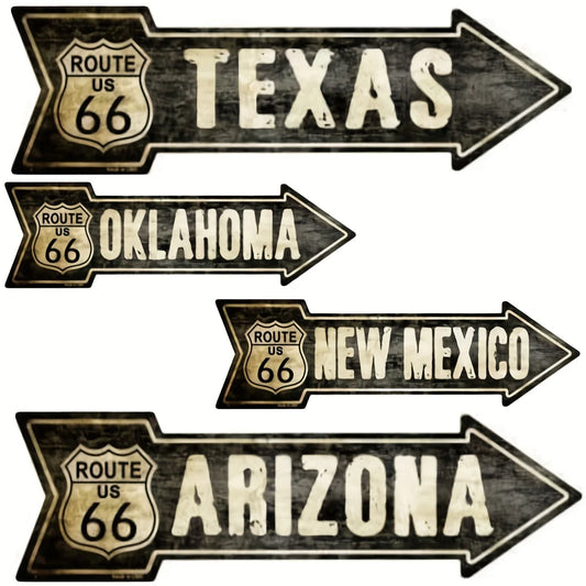 Vintage Route 66 Metal Arrow Sign - Perfect for Door Decor and Gifts - Show Your Love for Texas, Oklahoma, and New Mexico