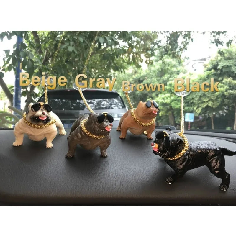 Bully Pitbull Car Dog Dolls Pendant Automobiles Interior Decoration Ornaments Toys Car Accessories Simulation Doll Auto Gift