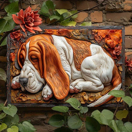 Basset Hound 3D Embossed Metal Sign Wall Art
