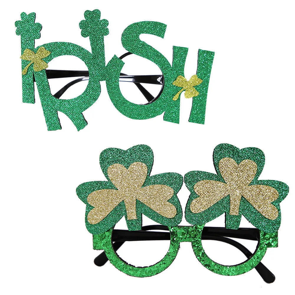 St. Patrick's Day Decorative Kids' Dress up Frame Green Hat Clover Plastic Glasses Frame 2025 Theme Irish Celebration Accessory