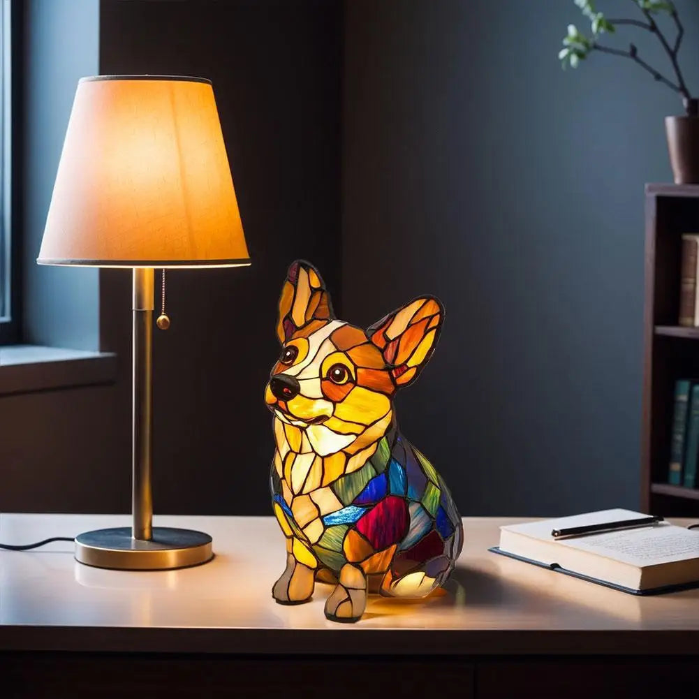 Dog & Cat Glass Lamp