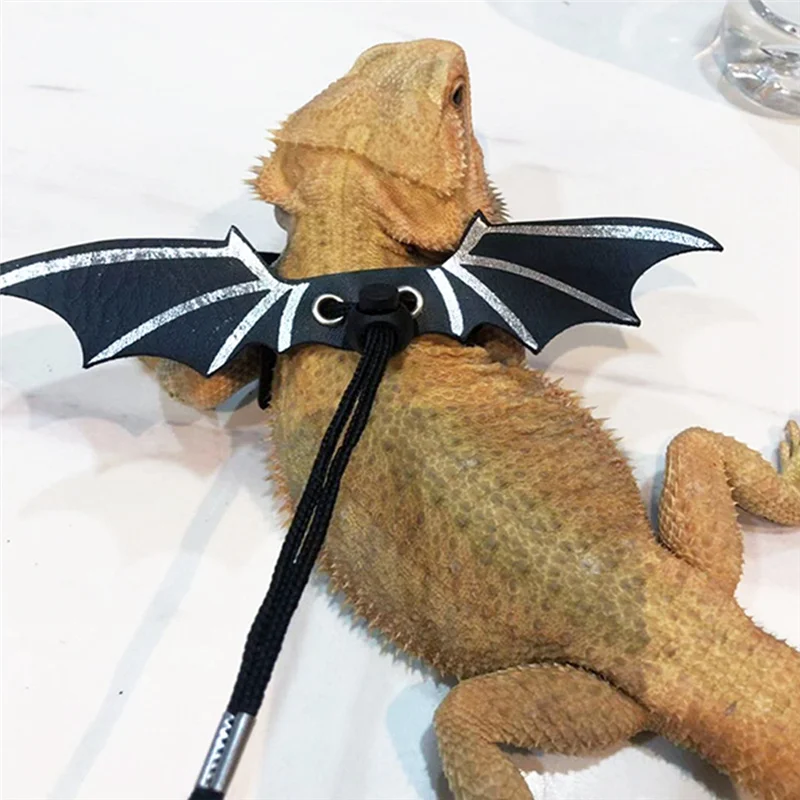 ABKJ-Bearded Dragon Lizard Leash Harness - 3 Size Pack Dinosaur Wing Lizard Harness Leash For Bearded Dragon Lizard Durable Silv