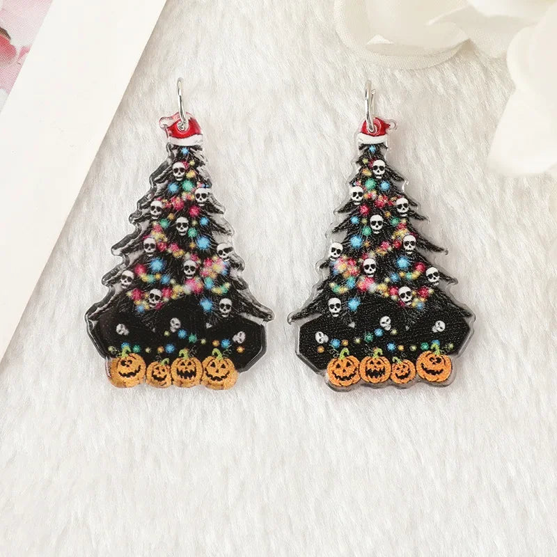 Yak Raccoon Christmas Tree Acrylic Charms Wholesale Bulk for Earring DIY Accessories 5PCS/LOT