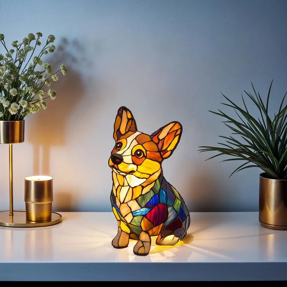 Dog & Cat Glass Lamp