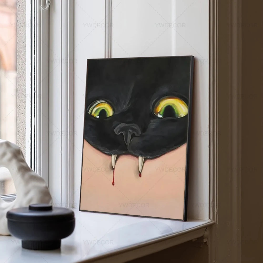 Black Cat Retro Canvas