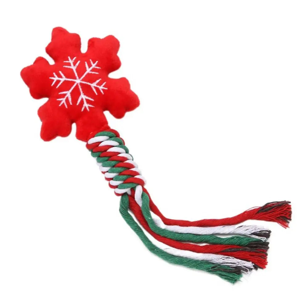 Snowman/Christmas Tree Christmas Dog Toys Plush Snowflake/Doughnut Shape Dog Squeakey Chew Toys Cotton Ropes Soft