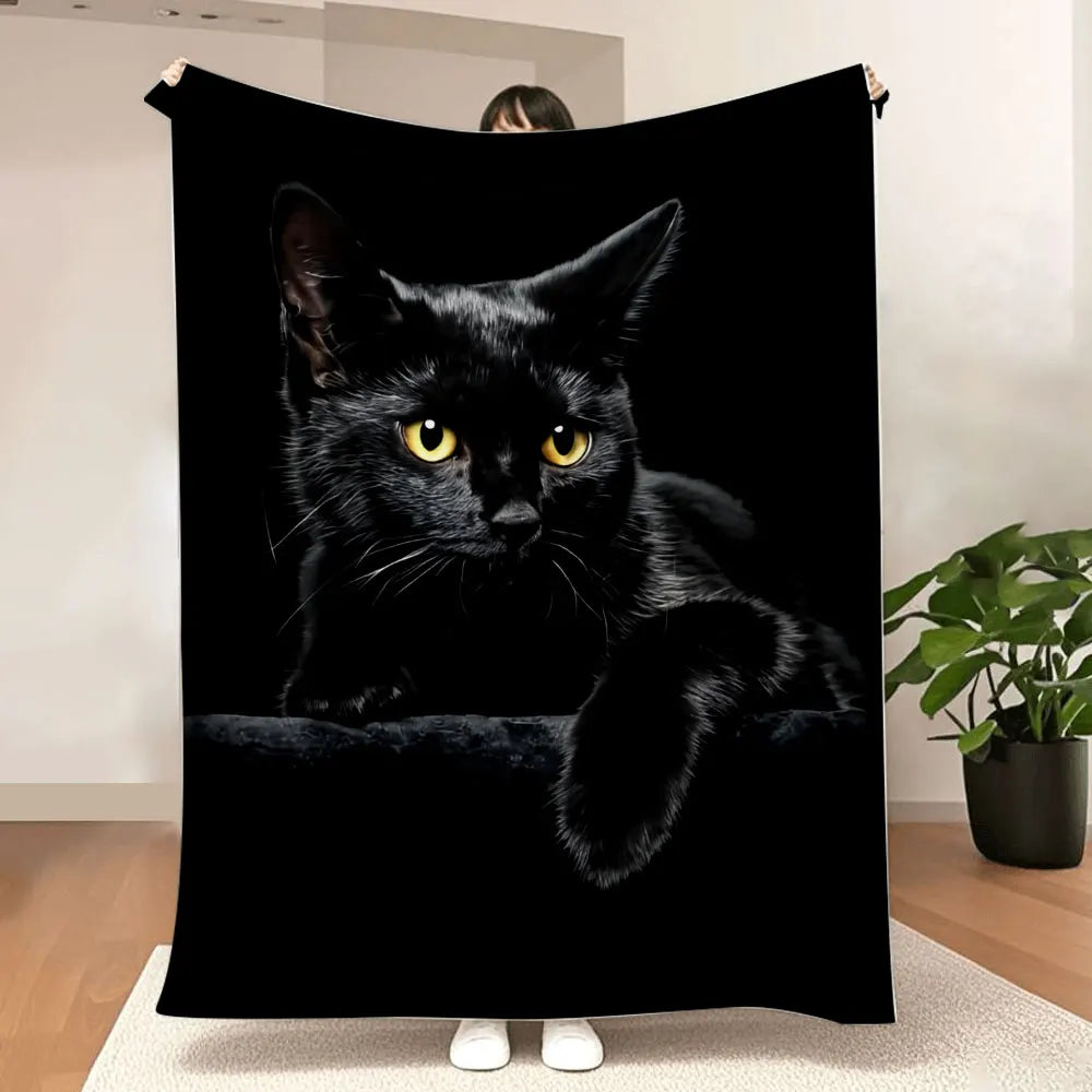 Black Cat Printed Throw Blanket