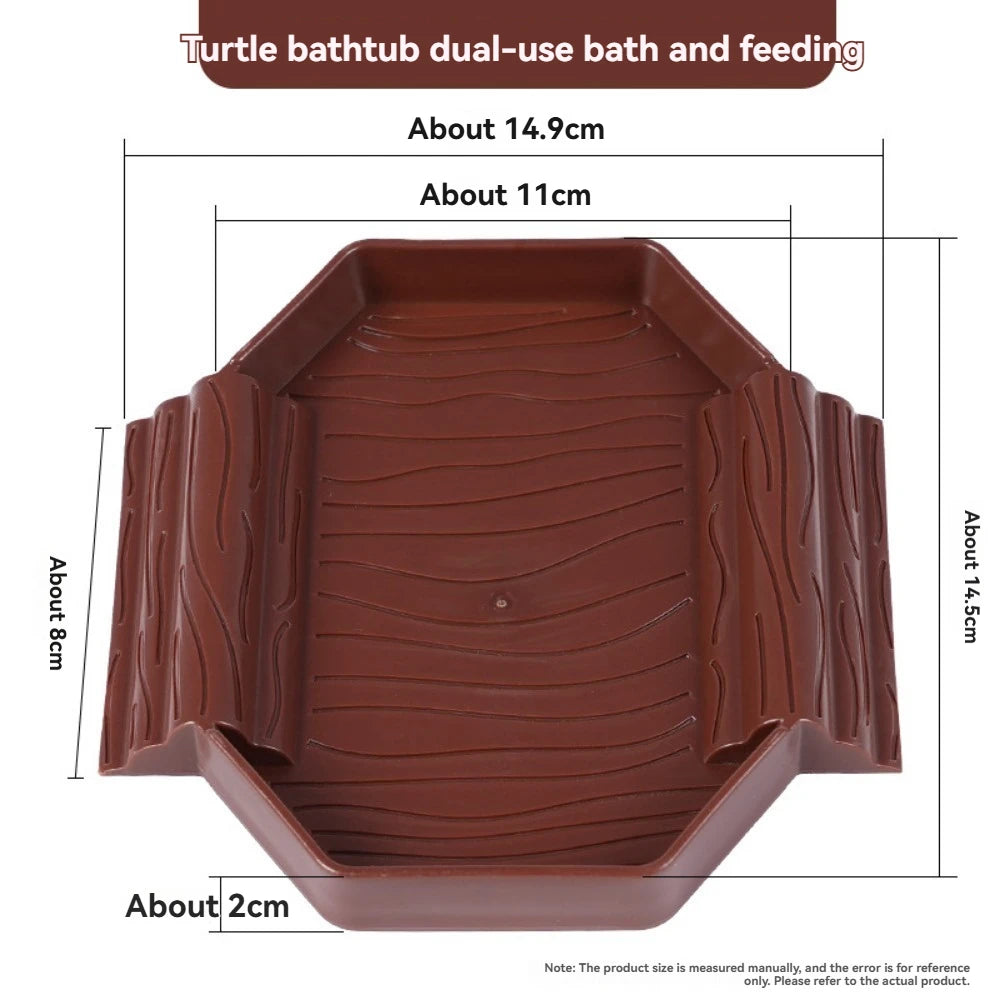 Turtles Bathing Pool Water Bowl with Slip Proof 35x28.50cm Friendly Habitat with Steps for Reptiles Resting and Soaking