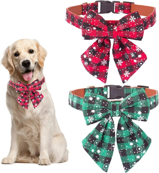 Christmas Dog Collar with Bow Tie