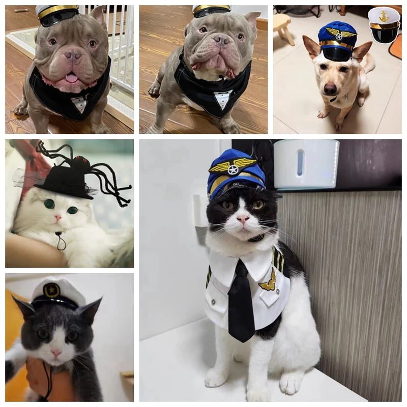 Halloween Pet Cat Dog Cap Funny Pet Product For Photography Cosplay Police Hat Holiday Costume Chihuahua Yorkshire Accessories
