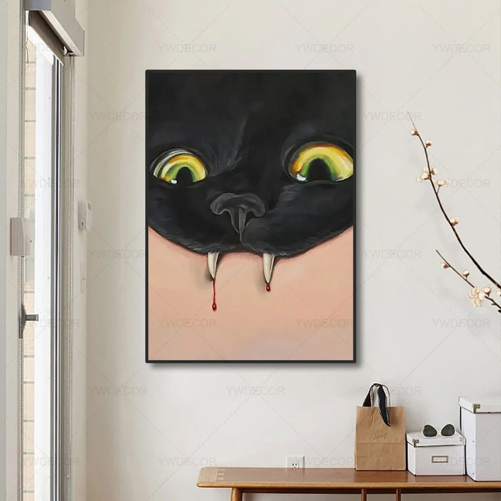 Black Cat Retro Canvas