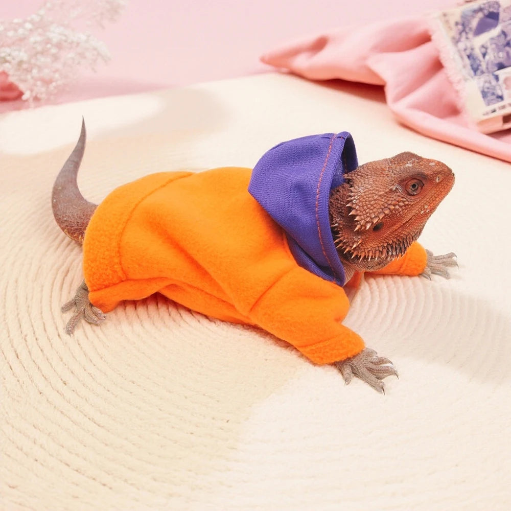 Lizards Clothes for Bearded Dragon Plush Hoodies Leopard Gecko Costume, Reptile Hoodies Apparel for Skin Protection