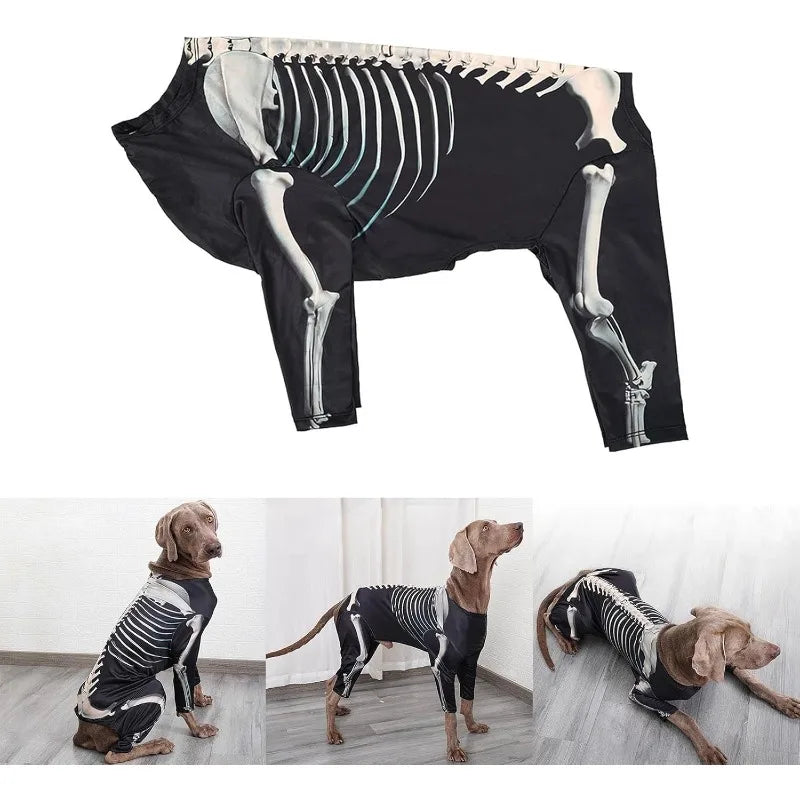 Halloween Dog Skeleton Costumes Cosplay Party Sweater Pet Clothes 4Leg Sweatshirt For Medium Large Dog French Bulldog Dress Up