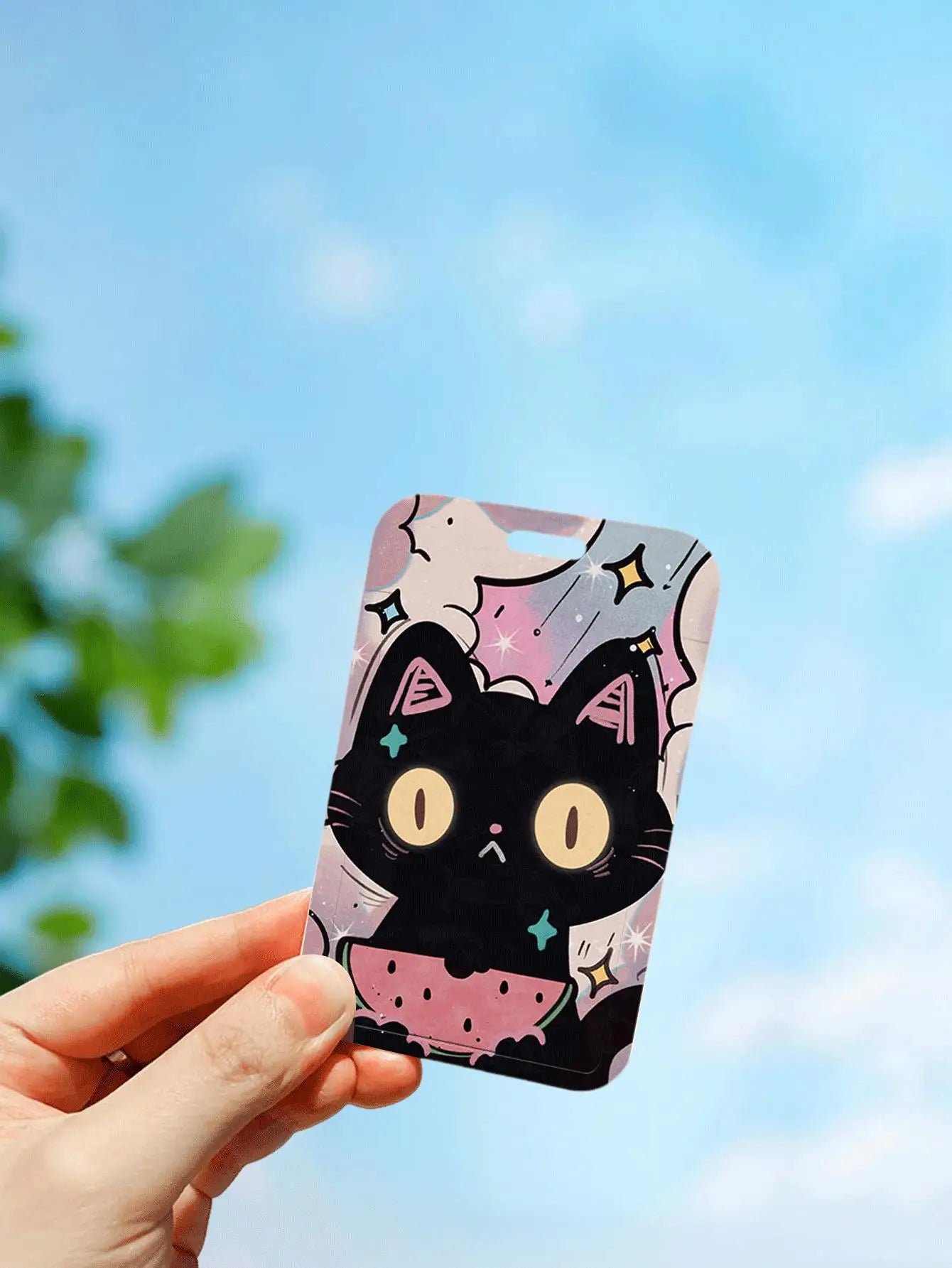 Cute Black Cat Bank Business Work Card Holder