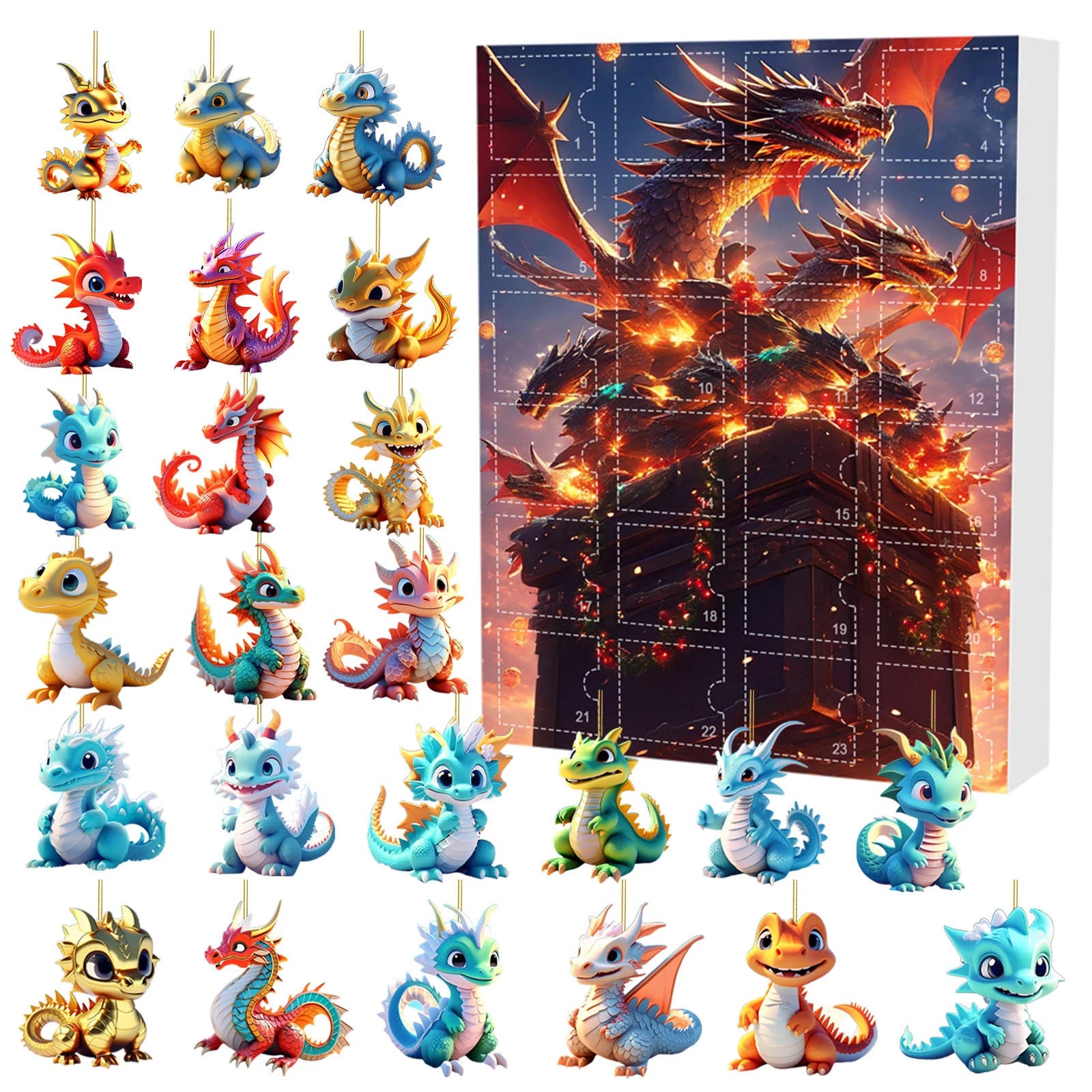 Dog/Dragon/Cat 24 Days Christmas Countdown Calendar Christmas Advent Calendar Xmas Countdown Calendar for Dog Lovers 2D