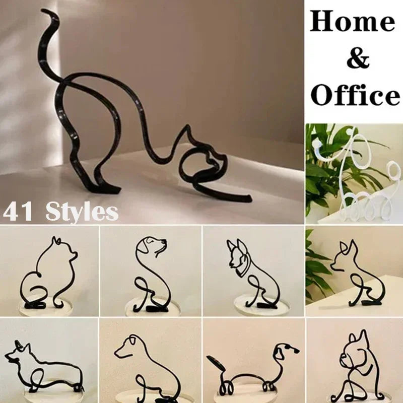 Dog Cat Minimalist Art  Sculpture