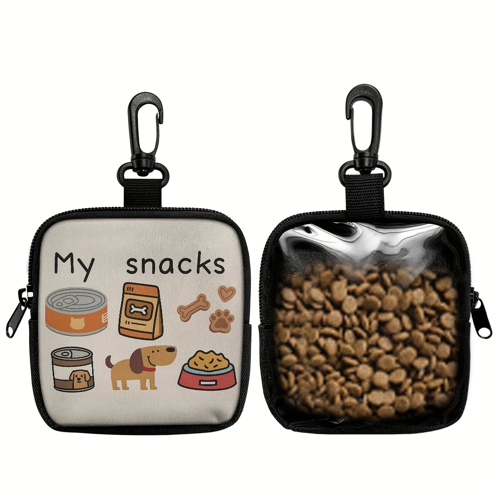 Dog Treat Bag with Hook and Zipper