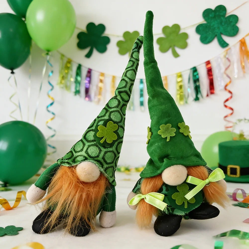 St. Patrick's Day Doll, Irish Lucky Clover Doll, Party Home Desktop Decor Doll,  Gift Doll, Irish Day Green Hat Faceless Doll