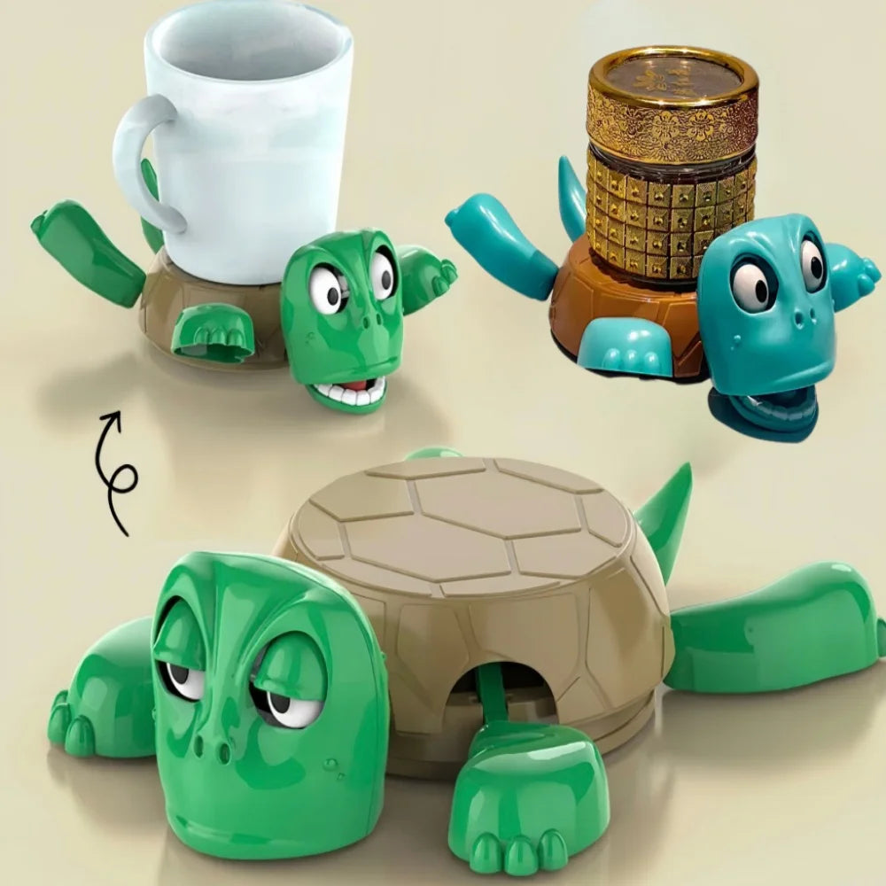 Press Struggling Turtle Toy Creative Fun Turtle Cup Pad Mug Holder with Funny Expression Decor ﻿Kid Prank Toy Gift