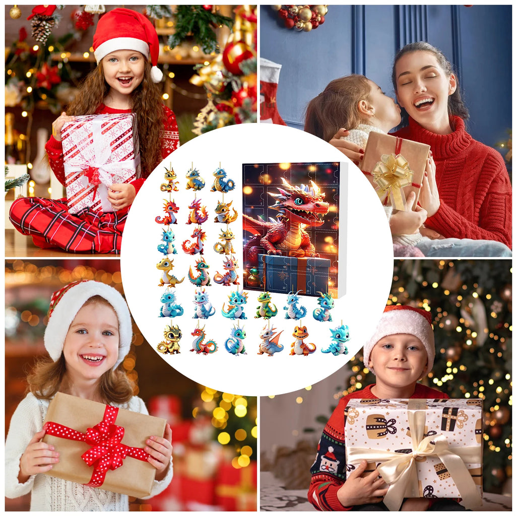 Dog/Dragon/Cat 24 Days Christmas Countdown Calendar Christmas Advent Calendar Xmas Countdown Calendar for Dog Lovers 2D