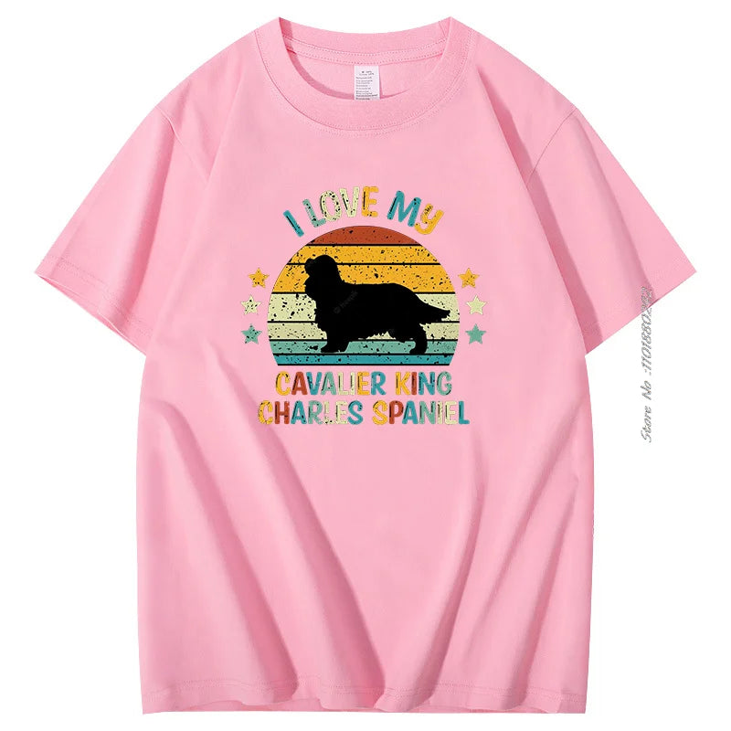 Summer T-shirt Spaniel Silhouette Vintage And Retro Tshirt Graphic T Shirts Cotton men's Short Sleeve t-shirt Men's Clothing