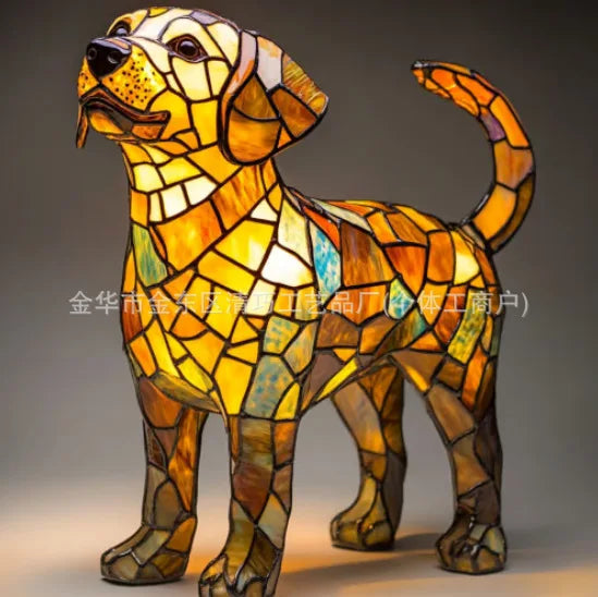 Dog Resin LED Night Light Art Animal Statue Creative Home Desktop Decoration Ornament
