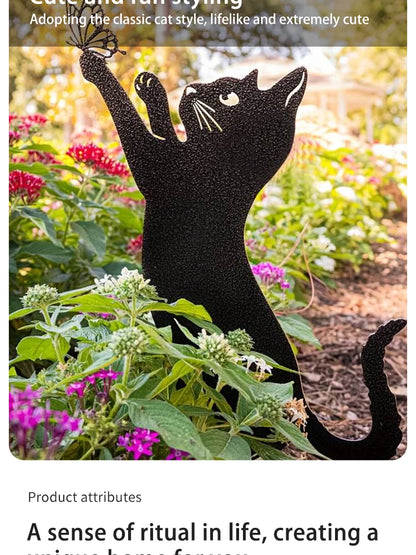 Black Cat Silhouette Garden Decoration