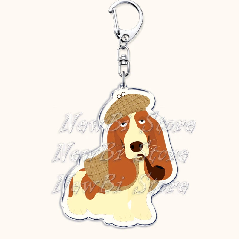 Funny Basset Hound Keychain