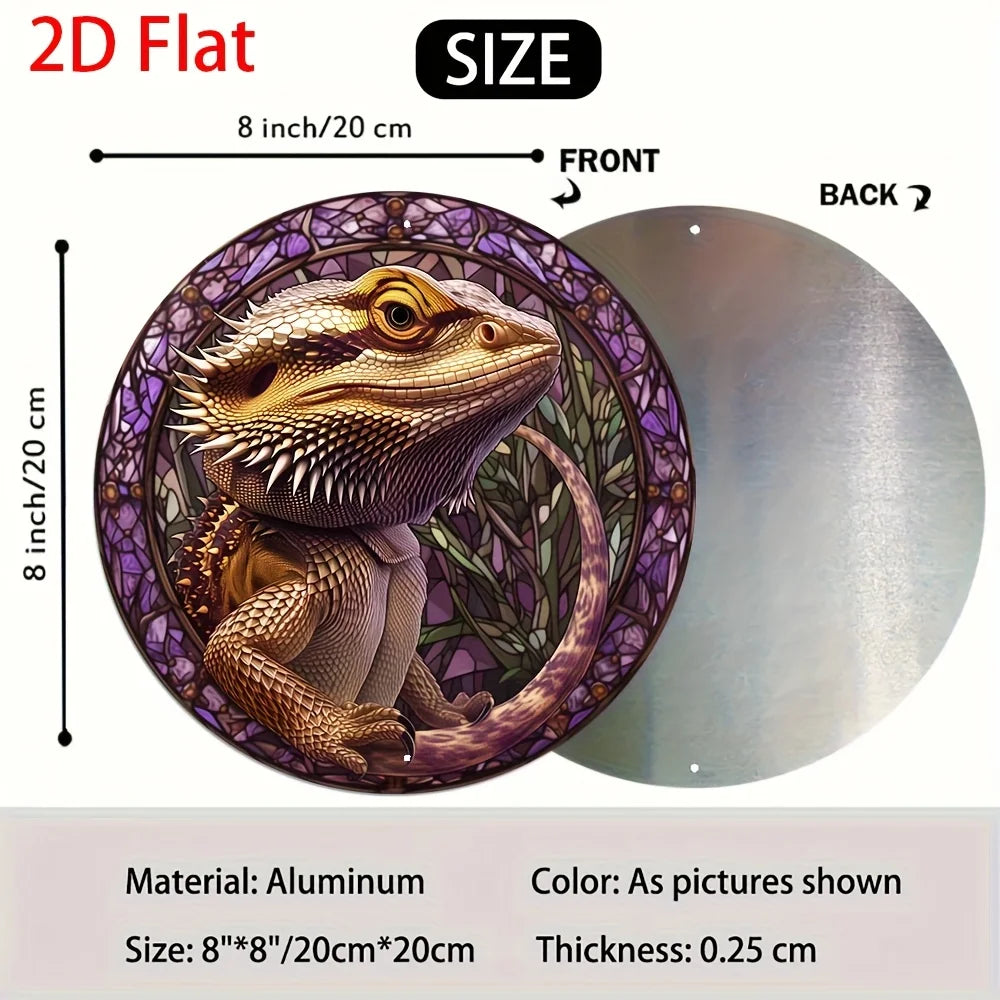 Reysun Bearded Dragon Wall Art 8x8 Inch Vintage Metal Farmhouse Decor Sculpture
