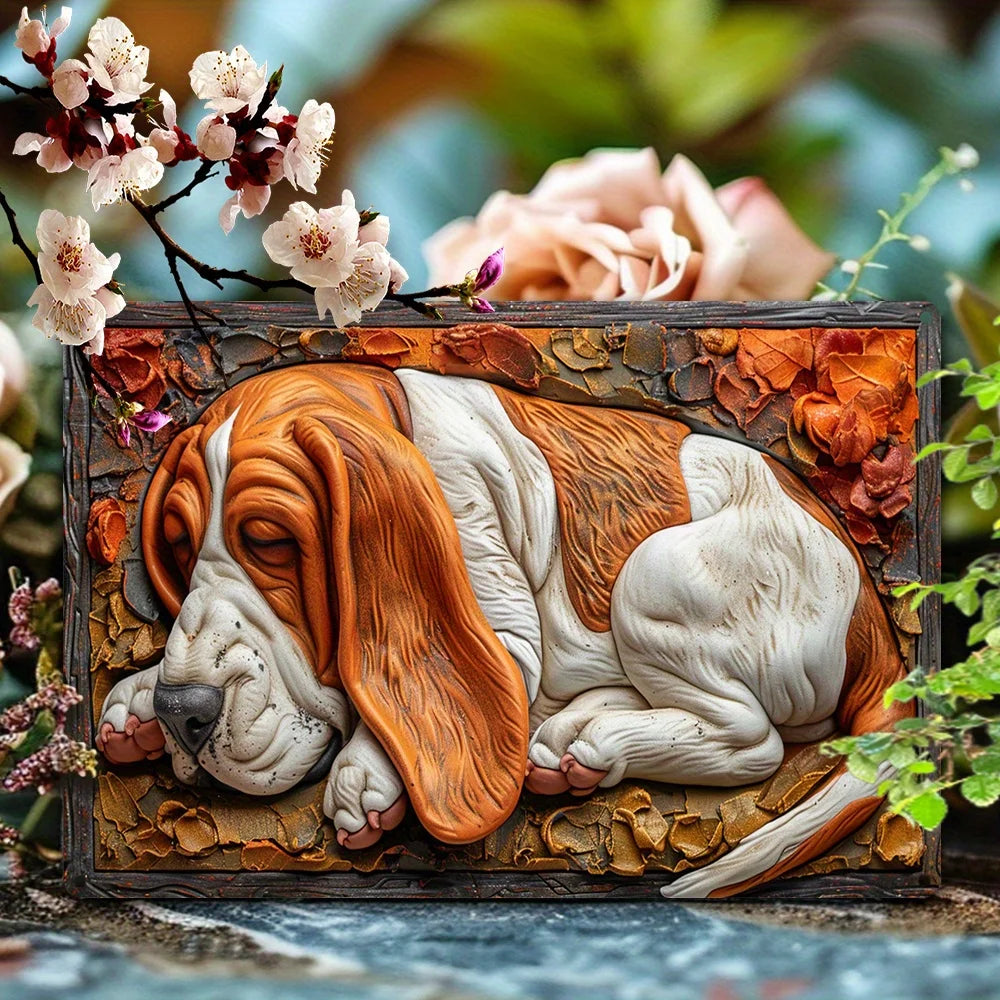 Basset Hound 3D Embossed Metal Sign Wall Art