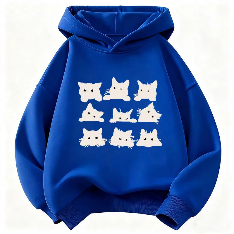 Cute Black Cat Graphic Kids Hoodies