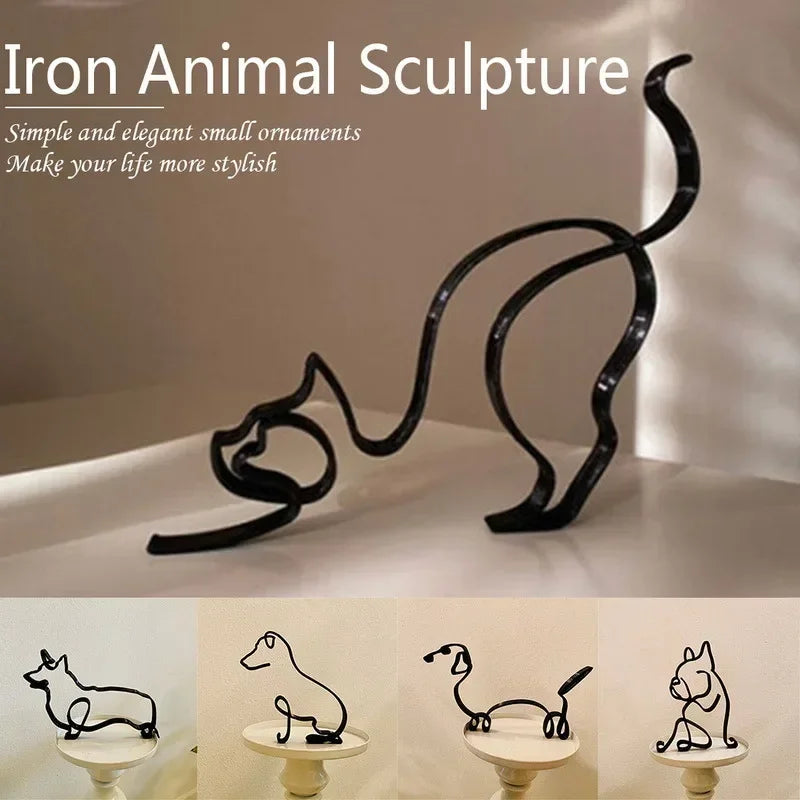Dog Cat Minimalist Art  Sculpture
