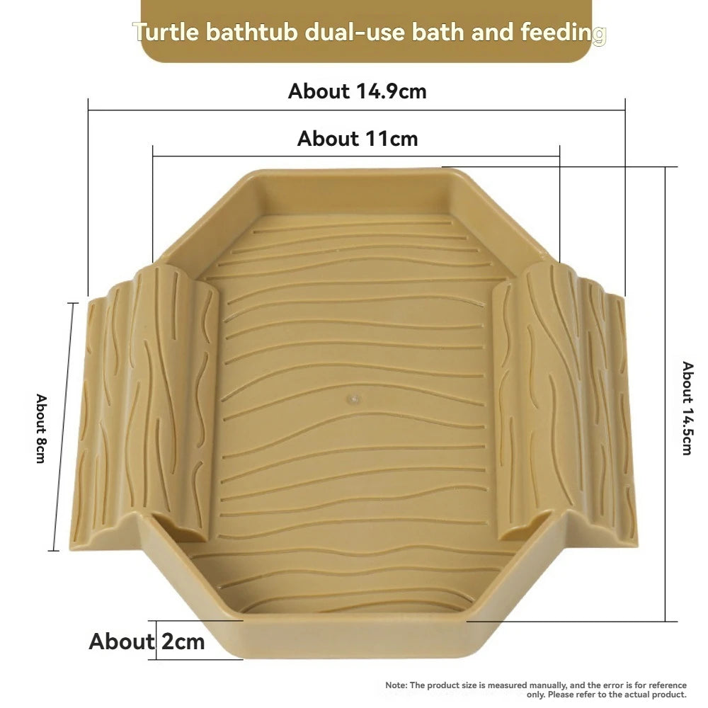 Turtles Bathing Pool Water Bowl with Slip Proof 35x28.50cm Friendly Habitat with Steps for Reptiles Resting and Soaking