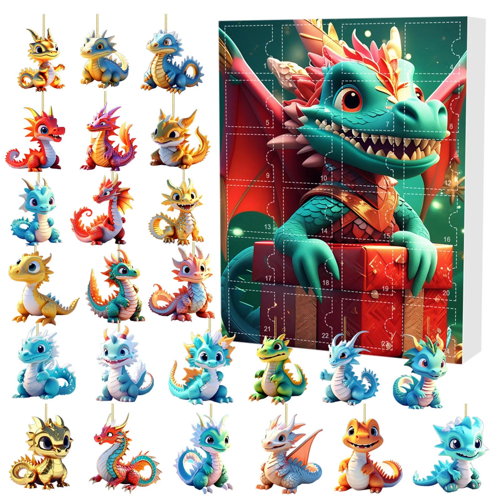 Dog/Dragon/Cat 24 Days Christmas Countdown Calendar Christmas Advent Calendar Xmas Countdown Calendar for Dog Lovers 2D
