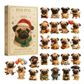 Pug Christmas Advent 24 Days 2D Acrylic Dog christmas Decorations Pug Tree Ornament Countdown Calendar For Home Kids Adults Dog