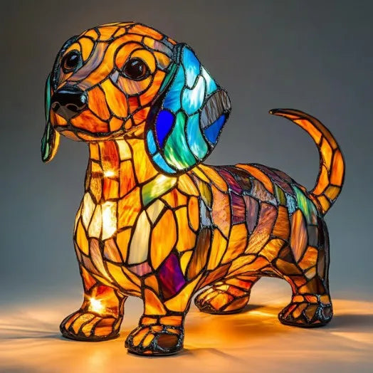 Dog Resin LED Night Light Art Animal Statue Creative Home Desktop Decoration Ornament