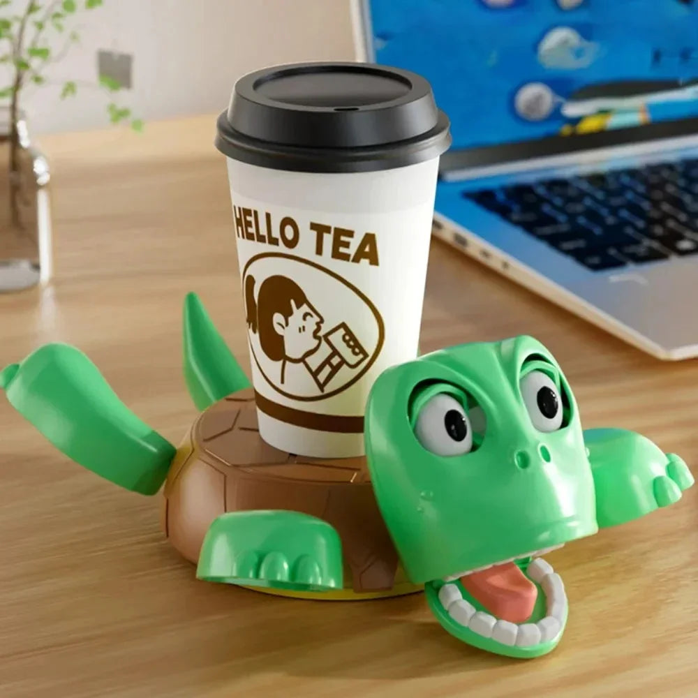 Press Struggling Turtle Toy Creative Fun Turtle Cup Pad Mug Holder with Funny Expression Decor ﻿Kid Prank Toy Gift
