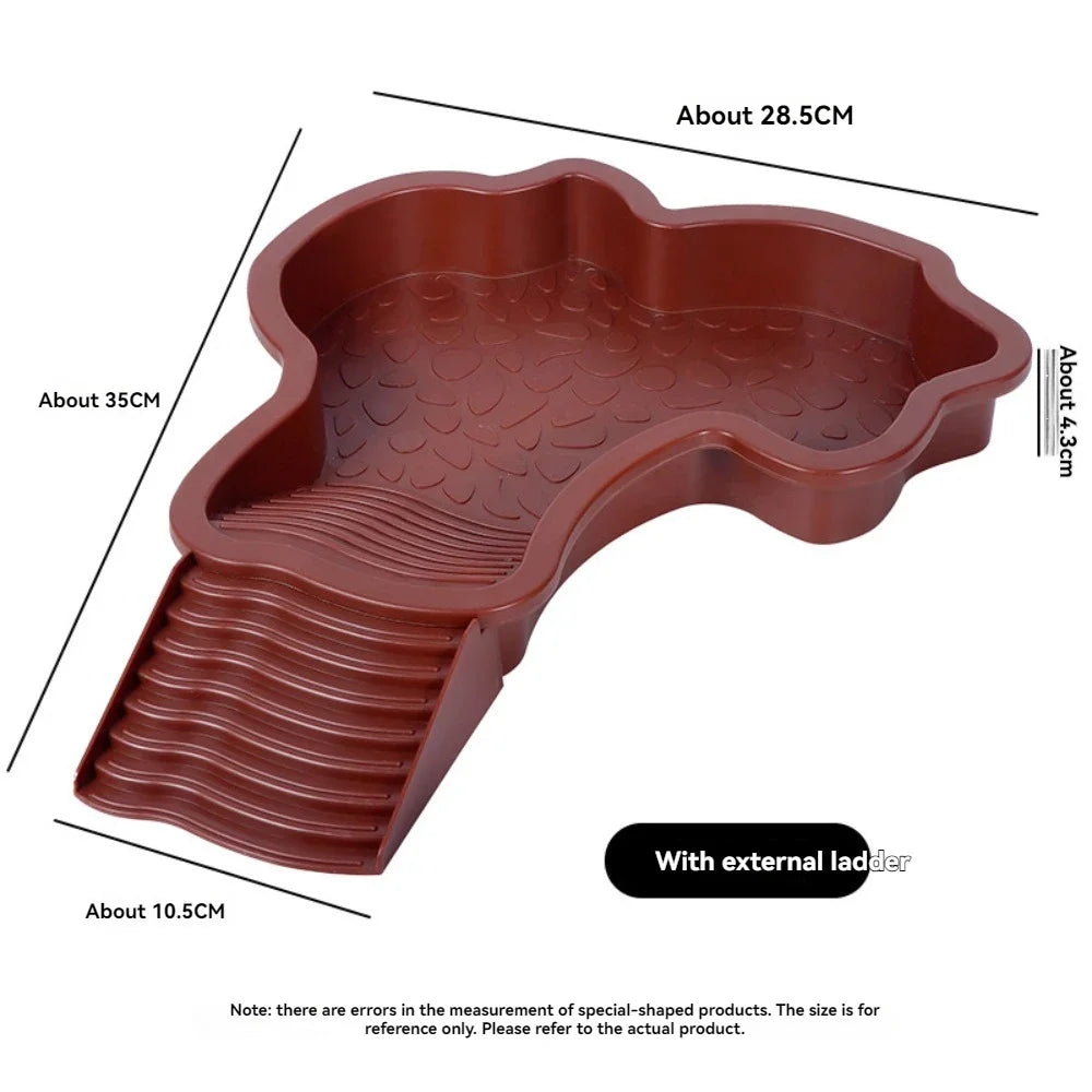 Turtles Bathing Pool Water Bowl with Slip Proof 35x28.50cm Friendly Habitat with Steps for Reptiles Resting and Soaking