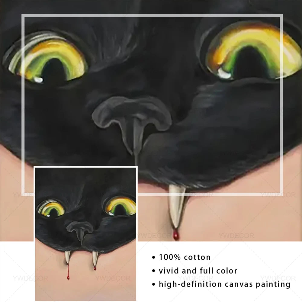 Black Cat Retro Canvas