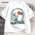 Hawaii Beach T-Shirt Ocean Beach T Shirt Men Women Summer Vibes Vacation Graphic T Shirts Cotton Short Sleeve Mens Clothing