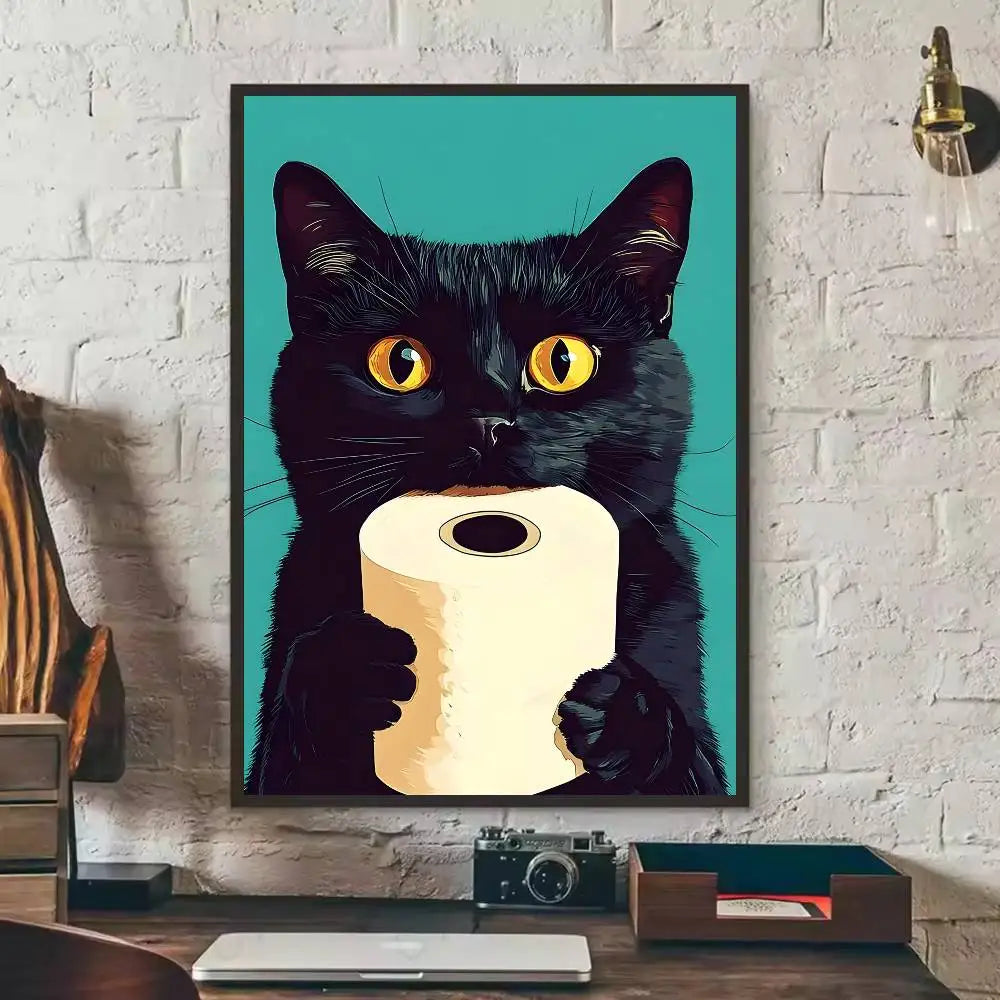 Black Cat Art Poster Wall Decor