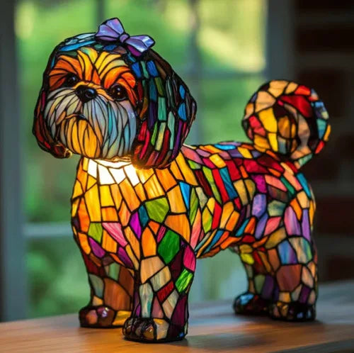 Dog Resin LED Night Light Art Animal Statue Creative Home Desktop Decoration Ornament