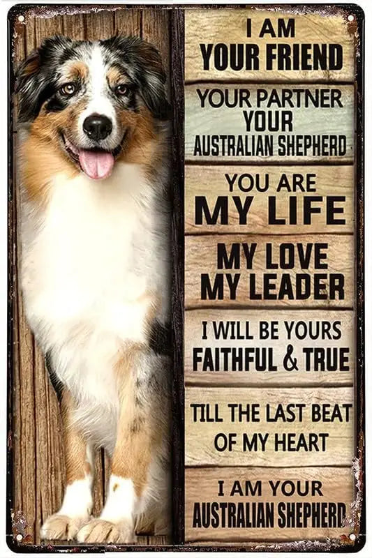 I Am Your Friend Australian Shepherd Vintage Metal Sign