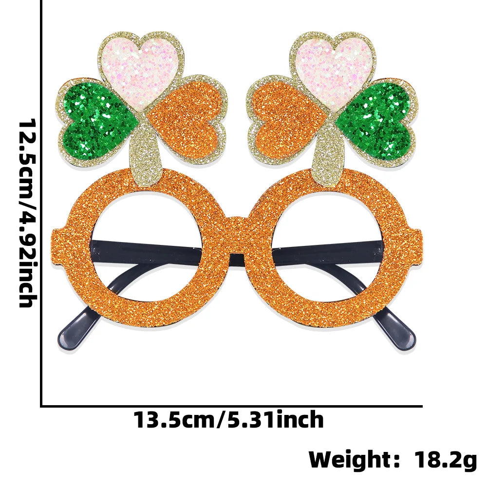 St. Patrick's Day Decorative Kids' Dress up Frame Green Hat Clover Plastic Glasses Frame 2025 Theme Irish Celebration Accessory