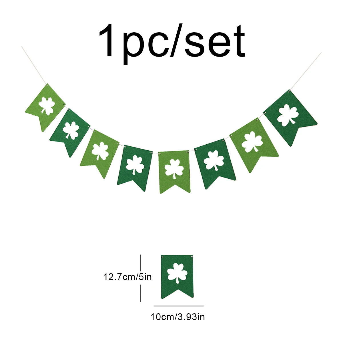Irish St Patrick's Day felt dark green clover light green clover yellow fishtail clover pennant party decoration layout banner p