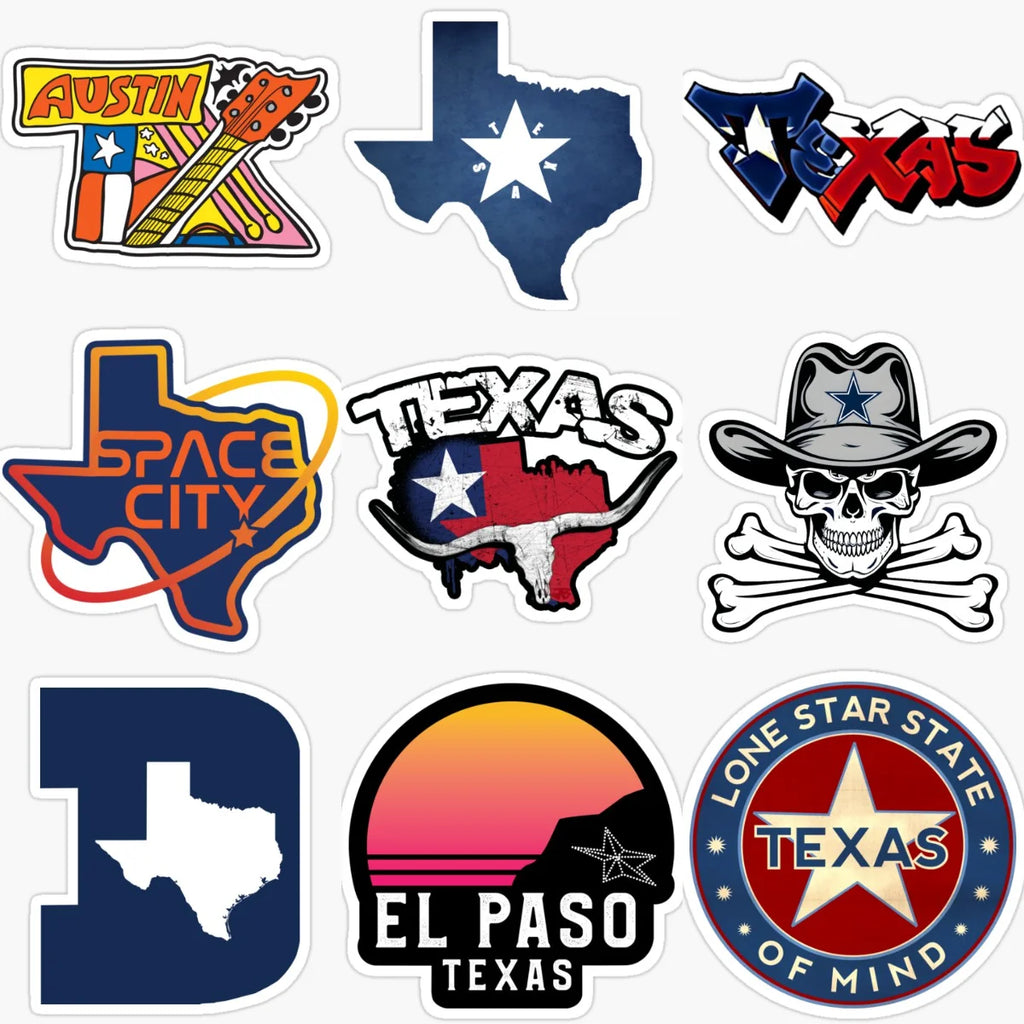 Texas Map Emblem Creative PVC Sticker for Decorate Car Van Truck Bicycle Window Wall Fridge Helmet Motorcycle Decal Accessorie