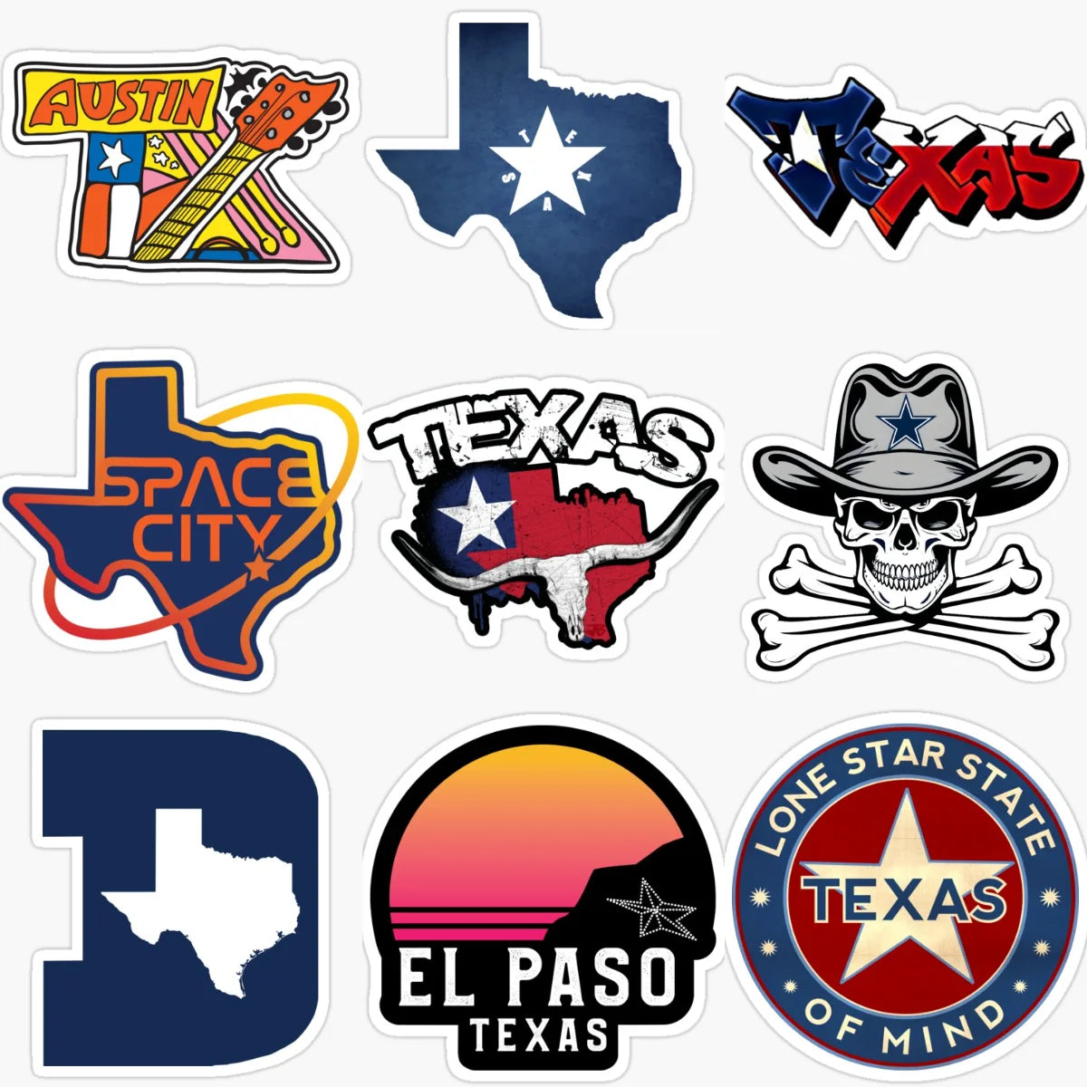 Texas Map Emblem Creative PVC Sticker for Decorate Car Van Truck Bicycle Window Wall Fridge Helmet Motorcycle Decal Accessorie