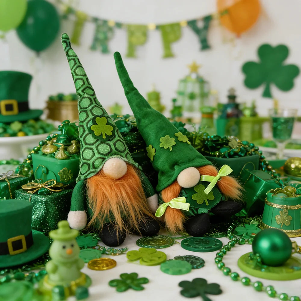 St. Patrick's Day Doll, Irish Lucky Clover Doll, Party Home Desktop Decor Doll,  Gift Doll, Irish Day Green Hat Faceless Doll
