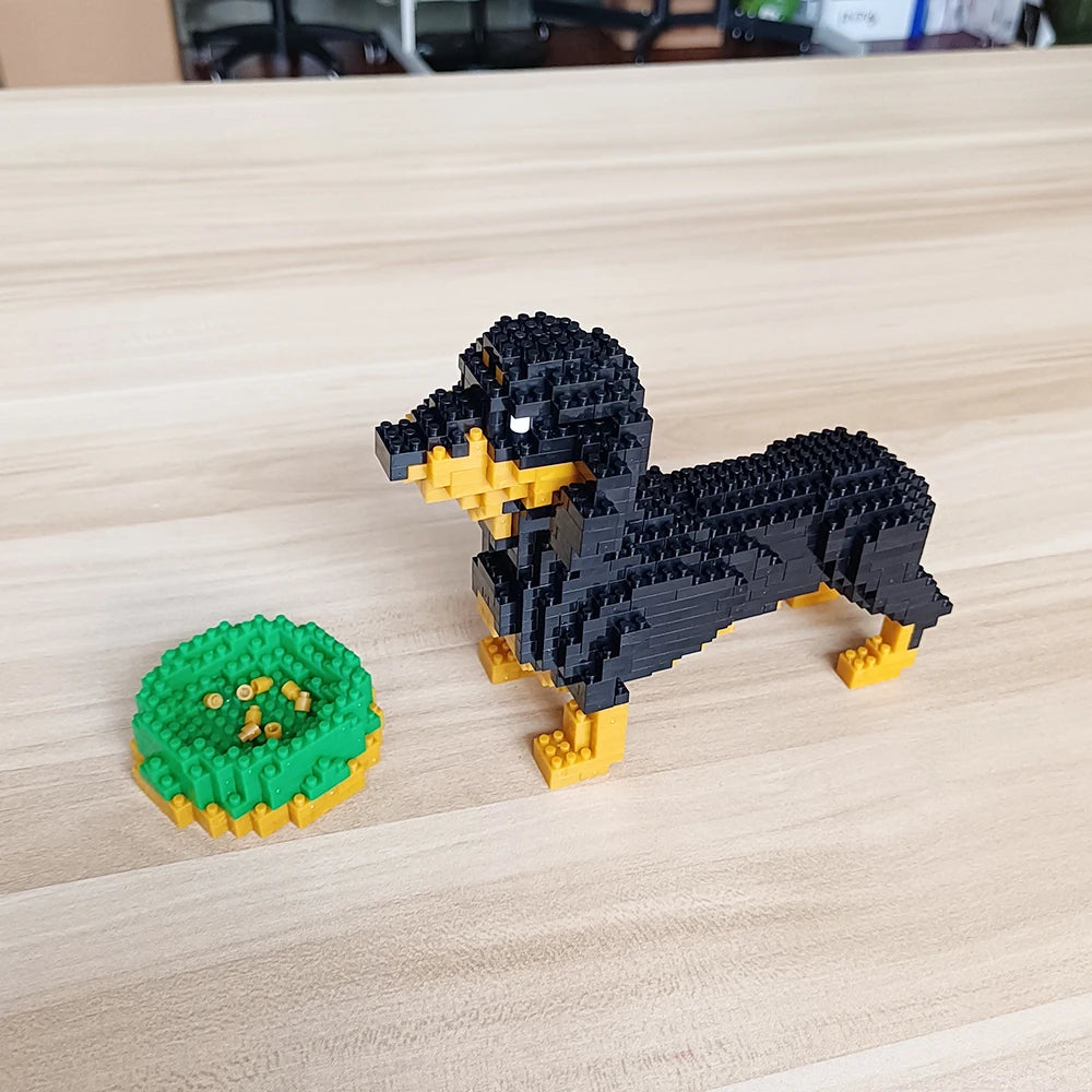 Dachshund Dog Model Micro Mini Building Blocks Set Educational Recreation Toys Pet Lover Gift Decoration Bricks Party Gift